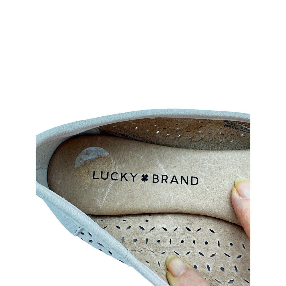 Lucky Brand Pale Pink Perforated Leather Ballet Flats‎ Women's 8M Memory Foam - Picture 4 of 8